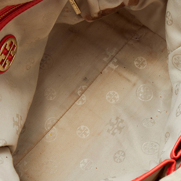 TORY BURCH Orange Leather Robinson Middy Satchel - Picture 8 of 8